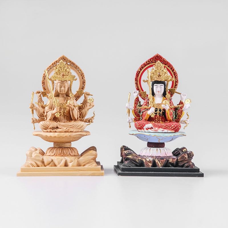 Amazon｜木彫り仏像【宇賀八臂弁財天（弁才天）】 柘植 ツゲ 金泥仕様