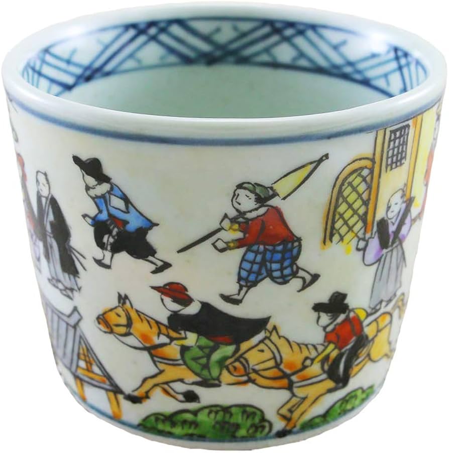 Amazon｜そば猪口 有田焼 円左エ門窯 絵巻蕎麦猪口 異人 江戸 コップ