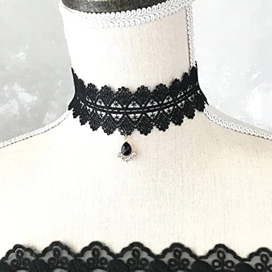 Amazon.co.jp: チョーカー ネックレス ブラック 黒 アクセサリー