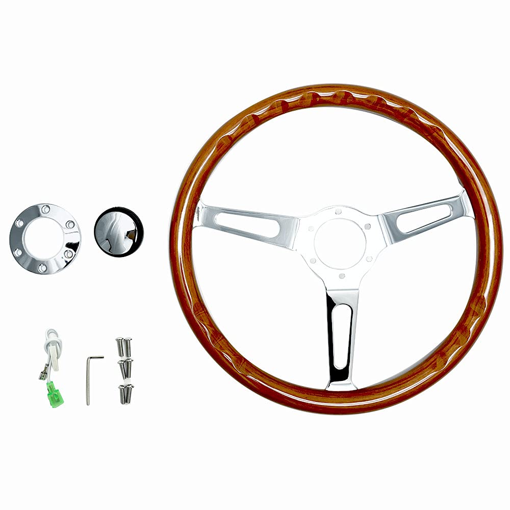 Amazon | ウッド ステアリング 38Φ 15インチ 6穴 ハンドル レトロ