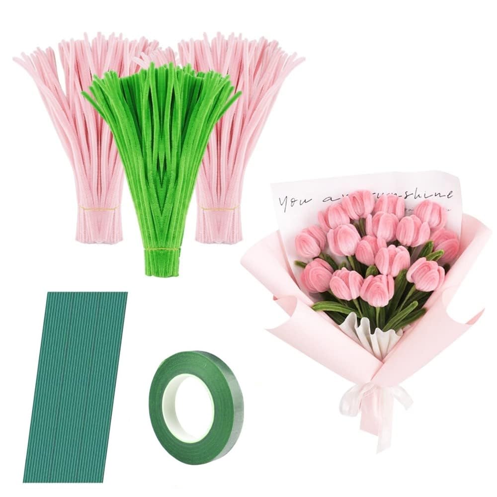 Amazon.co.jp: seimeinoki 手芸モール ピンク色＊200本＋緑色＊100本