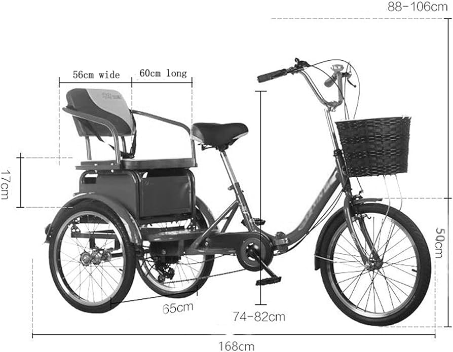 Amazon.co.jp: 大人用三輪車、20インチ大人用三輪車高炭素鋼6速三輪
