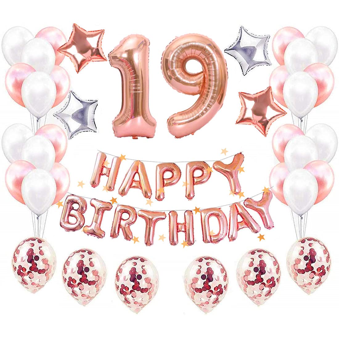 Amazon | 19歳 数字誕生日風船 飾り 80CM「19」数字バルーン