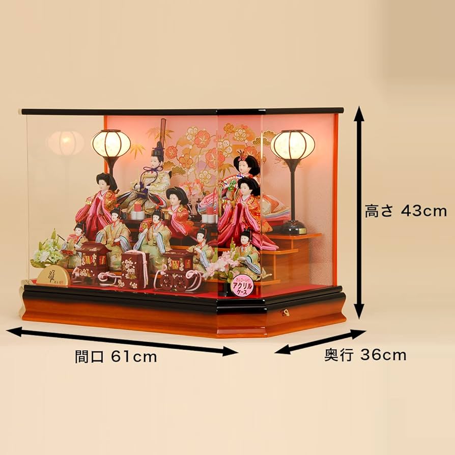 Amazon | K-118 親王ケース 雛人形 三人官女付 五人囃子付 オルゴール