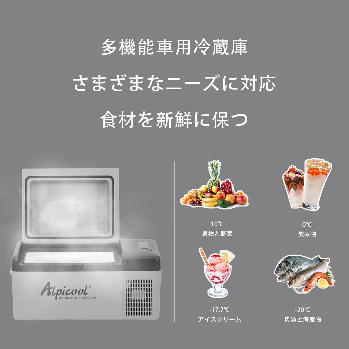 Amazon.co.jp: Alpicool ポータブル冷蔵庫 車載冷蔵庫 車載冷蔵冷凍庫