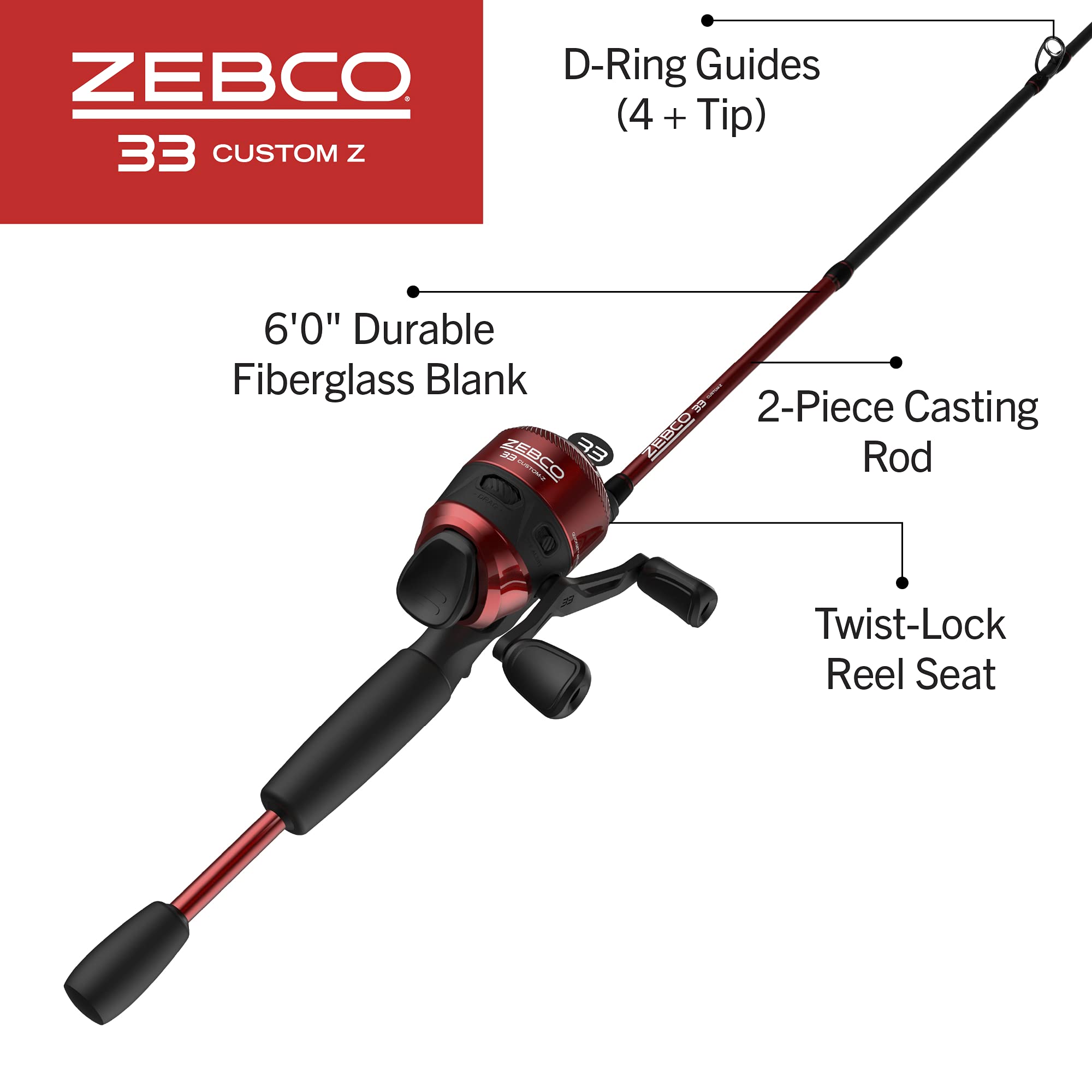 Amazon.co.jp: Zebco 33 カスタム Z スピンキャストリールと釣り竿