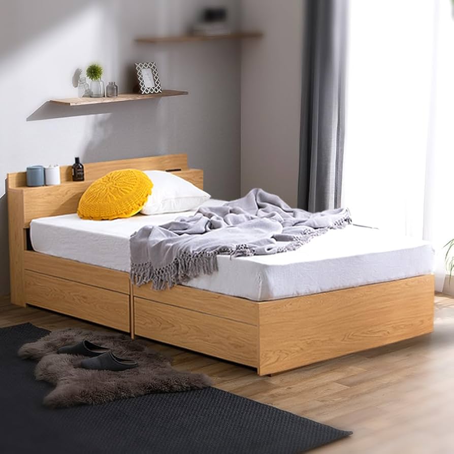 Amazon｜アイリスプラザ ベッド ベッドフレーム セミダブル ナチュラル