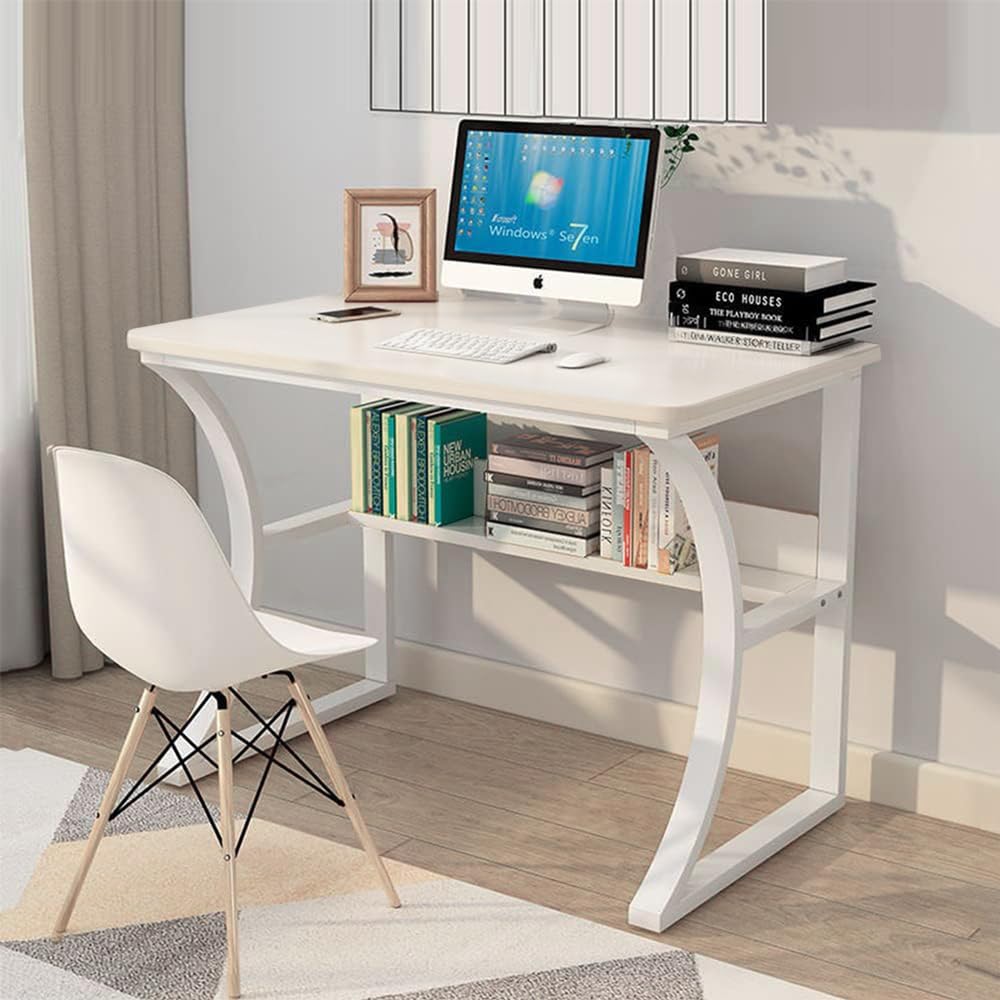 Amazon | Bidesen パソコンデスク 机 pcデスク 白 2段 幅80x奥行50高さ