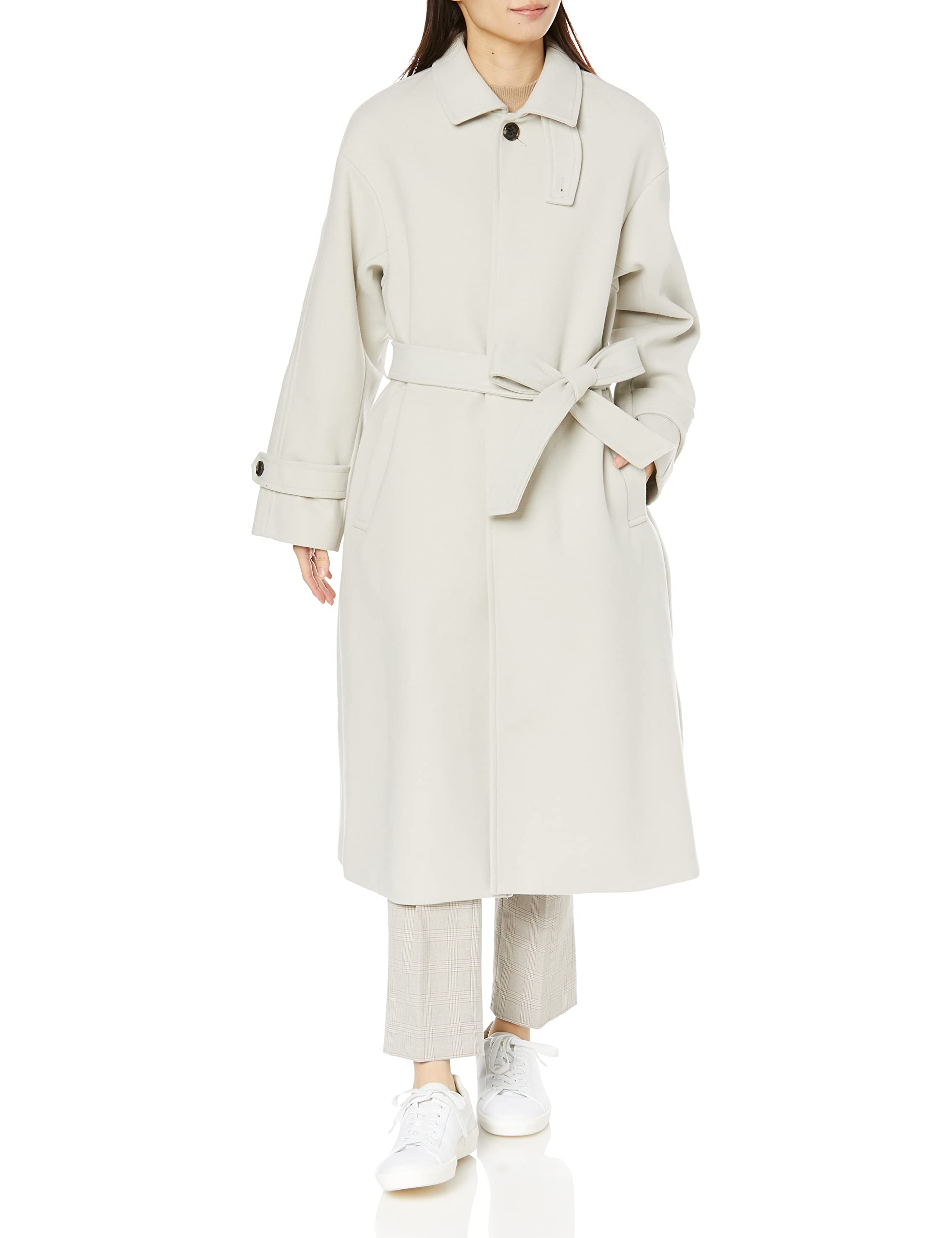 Amazon | ヘリンボーン&無地 ジャージメルトンステンカラーコート