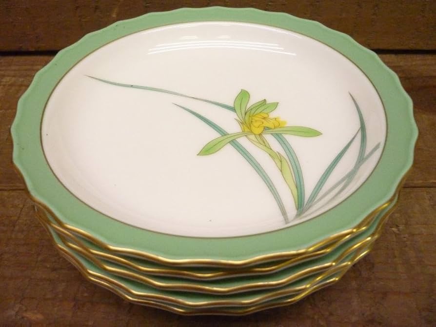 Amazon.co.jp: 香蘭社 銘々皿5枚揃 黄蘭柄 有田焼 宮内庁御用達 品