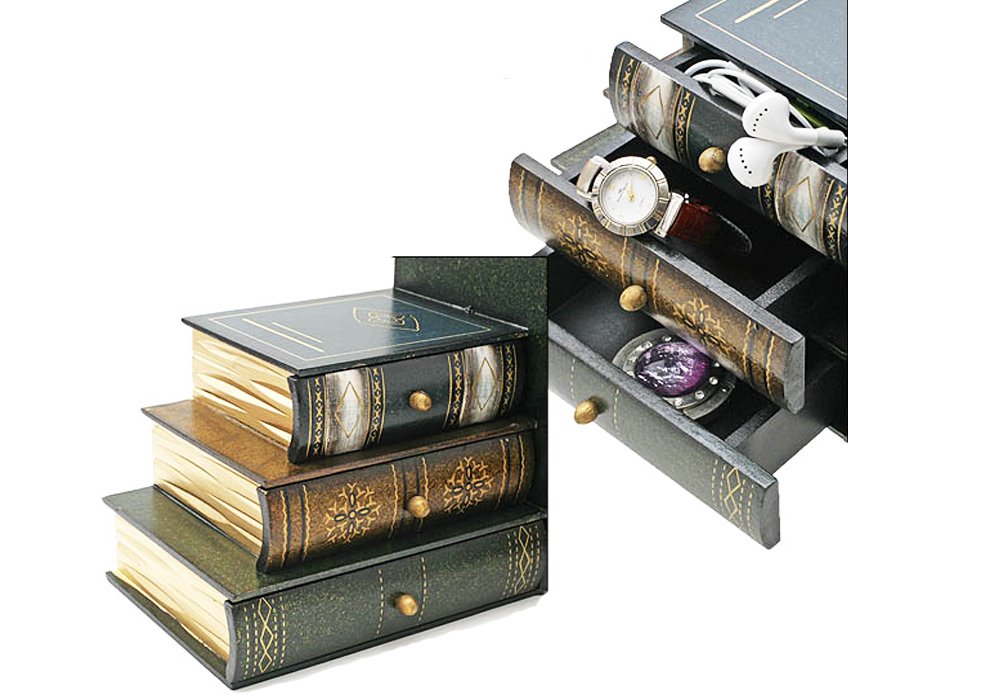 Amazon.co.jp: midoriya222 ・実は小物入れ！☆木製アンティーク調！本