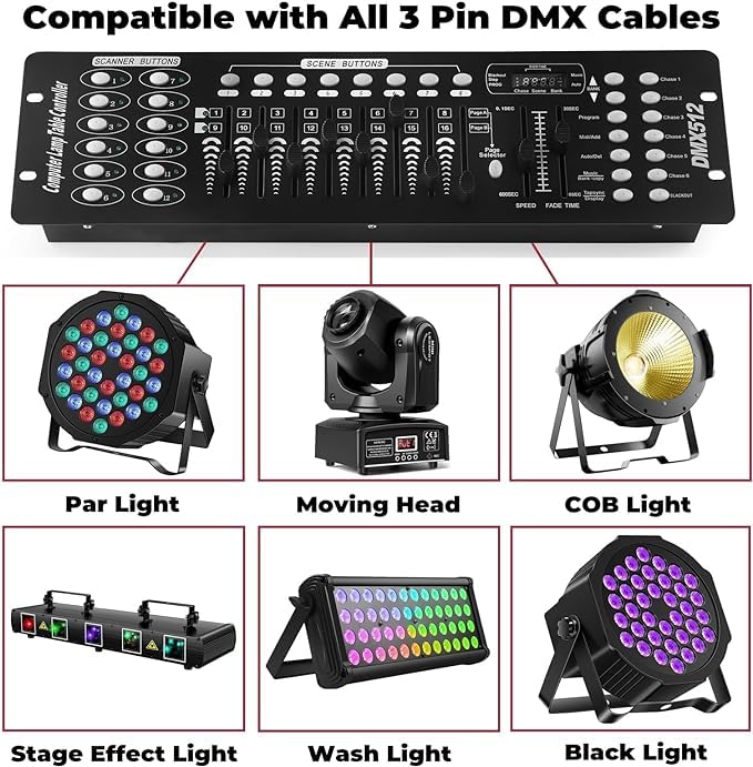 Amazon.co.jp: 192 DMXコントローラ ステージ照明、DMX 512 DJ