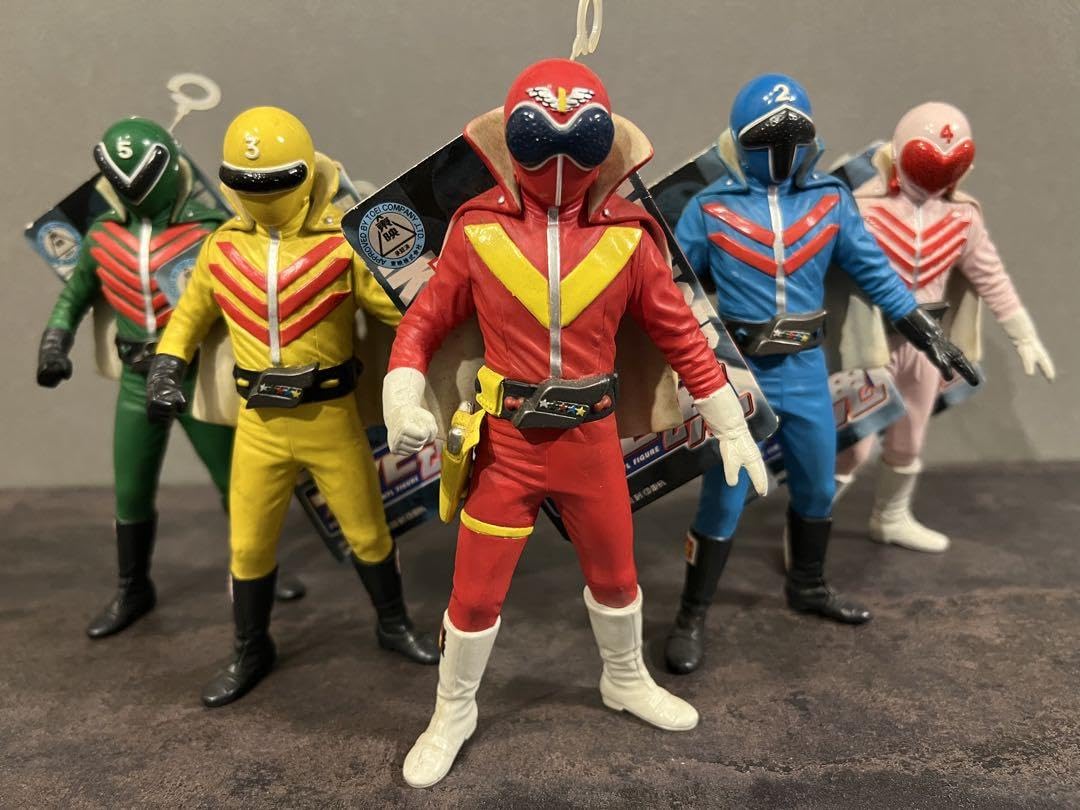 当時物)秘密戦隊ゴレンジャー3体セット赤 黄 緑 ソフビ 当時物)秘密