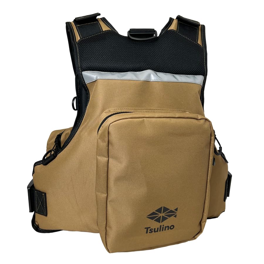 Tsulino ゲームベスト キャメル フィッシングベスト Amazon | Tsulino