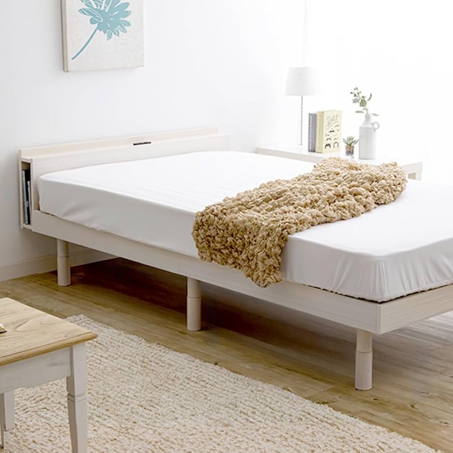 Amazon｜アイリスプラザ ベッド ベッドフレーム 棚付き 2口コンセント