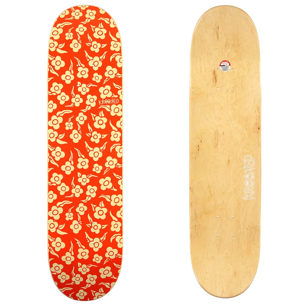 Amazon | Krooked スケートボードデッキ 花 オレンジ 8インチ x 31.8