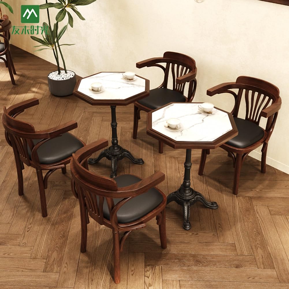 Amazon｜PonyLes カフェテーブル 喫茶店用テーブル レトロ 天然木