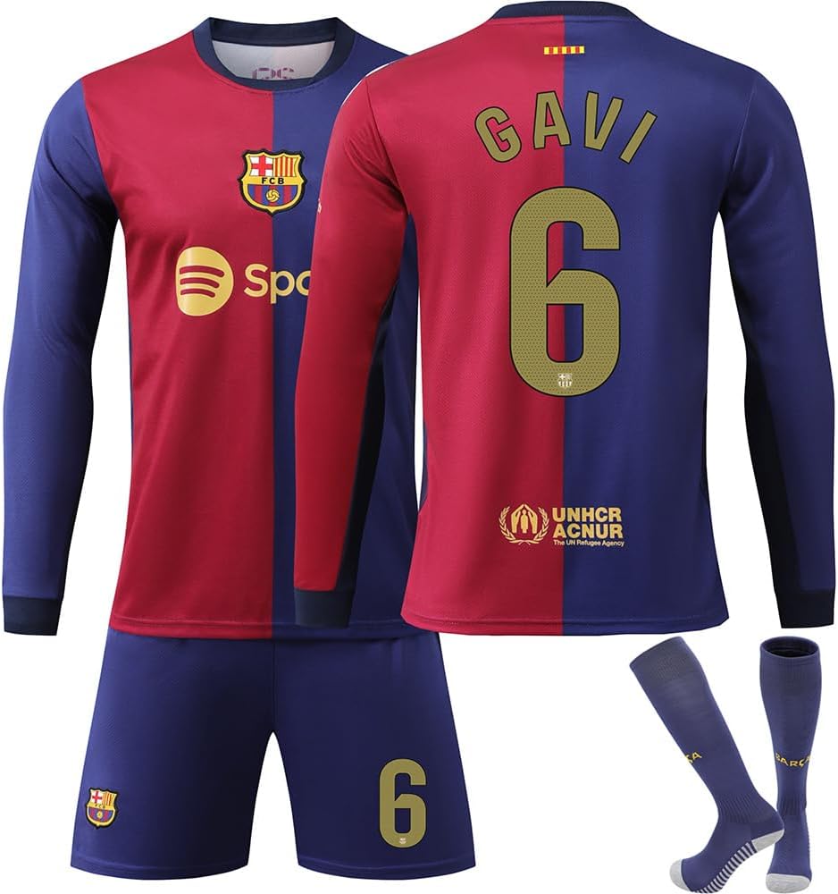 サッカー希少タグ付きユニフォーム長袖バルセロナシャビ