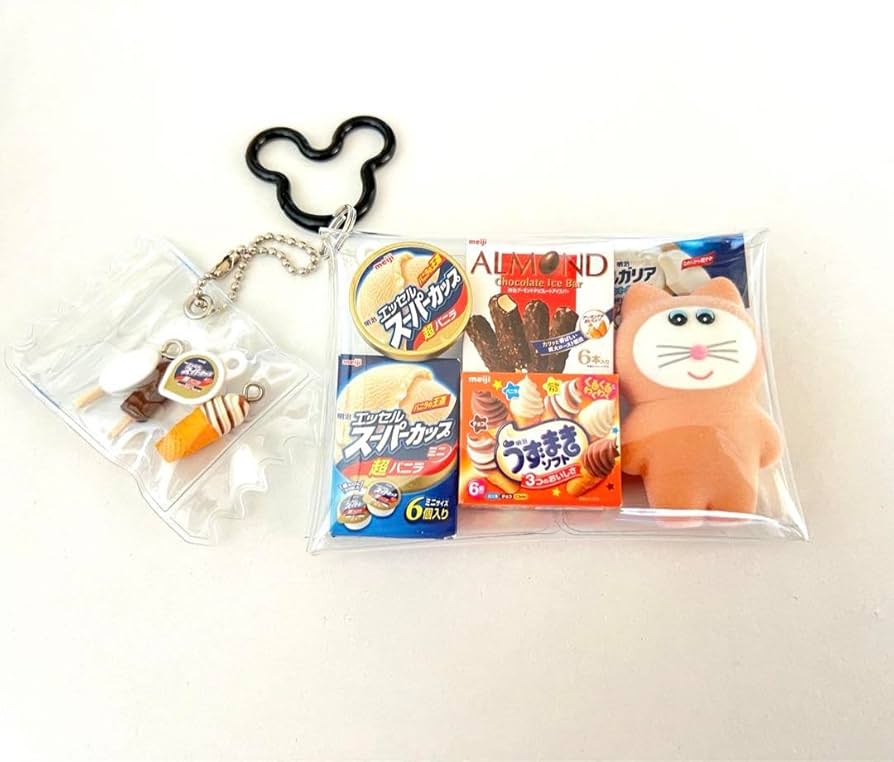 Amazon.co.jp: ガチャ詰めポーチ むにゅ にゃおちゃ 明治 アイス