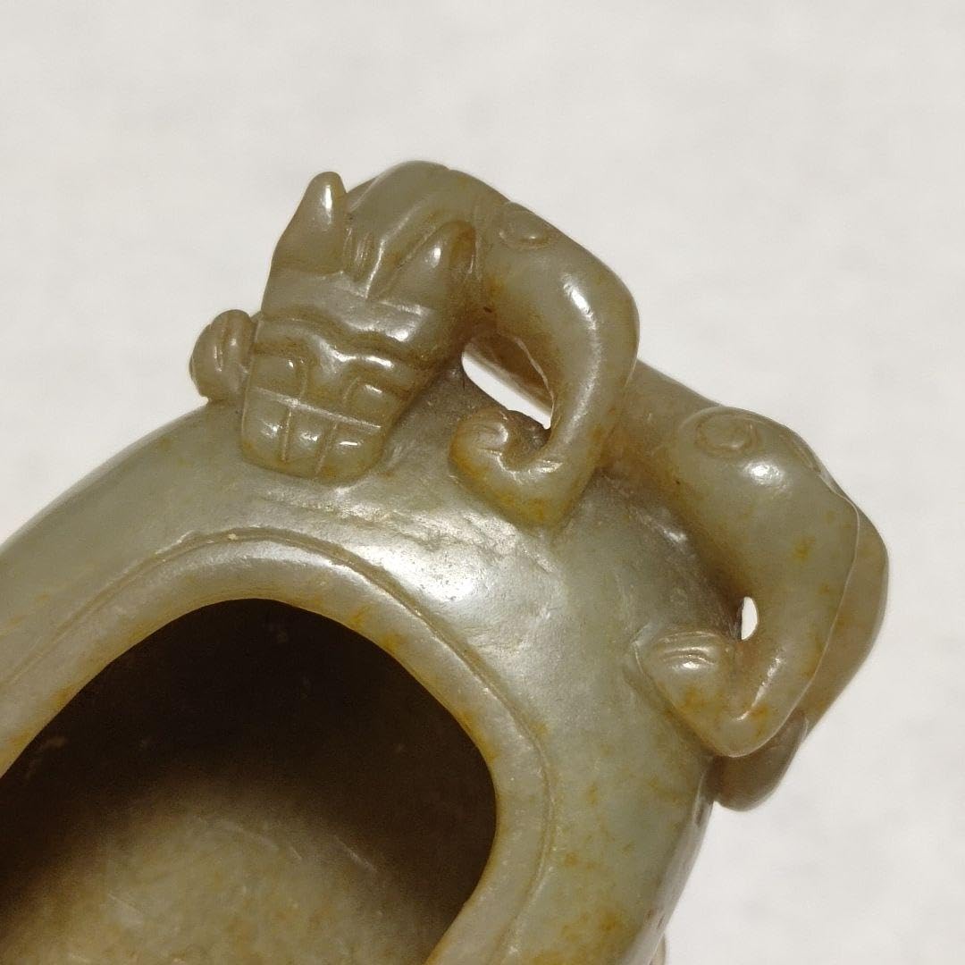 時代文房具 本物和田玉 原石 手彫 清代 双龍出郭 筆洗 筆添 墨池 激安