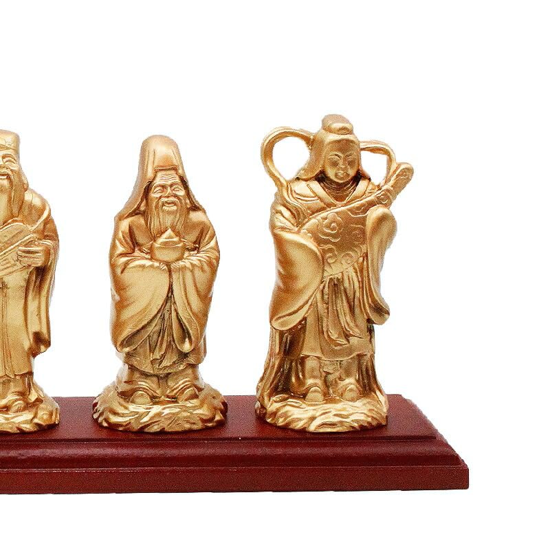 開運・縁起物】金色 陰陽太極図 十二支 彫刻置物（袋・台座付）中国