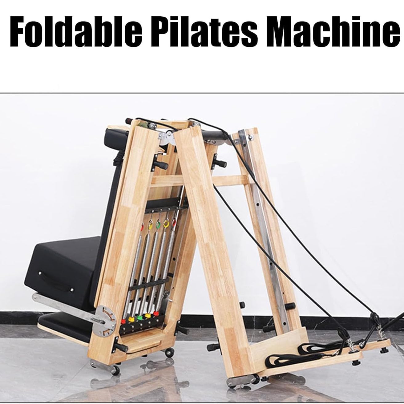 Amazon.co.jp: ピラティス リフォーマー マシン、木製折りたたみ