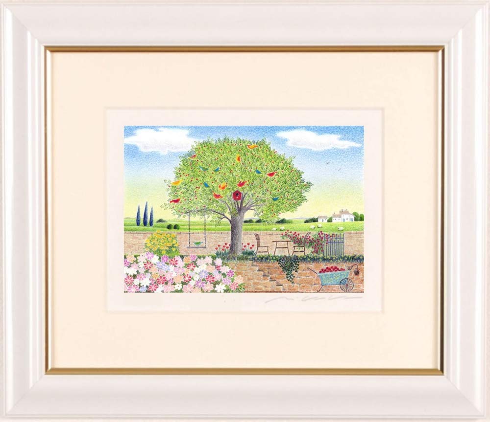 Amazon | 渡辺美香子 しあわせ届けて 絵画 花 鳥 羊 風景画 ジークレー