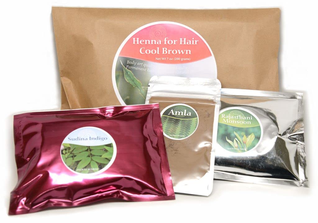 Amazon.com : Ancient Sunrise Henna For Hair Cool Brown Kit Pure