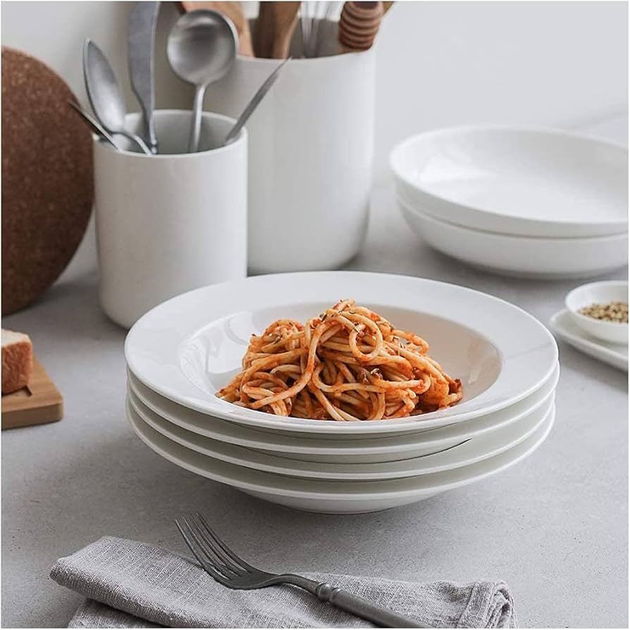 Amazon | E-Ezra 食器 白 高級 磁器 深 パスタ皿 スーププレート