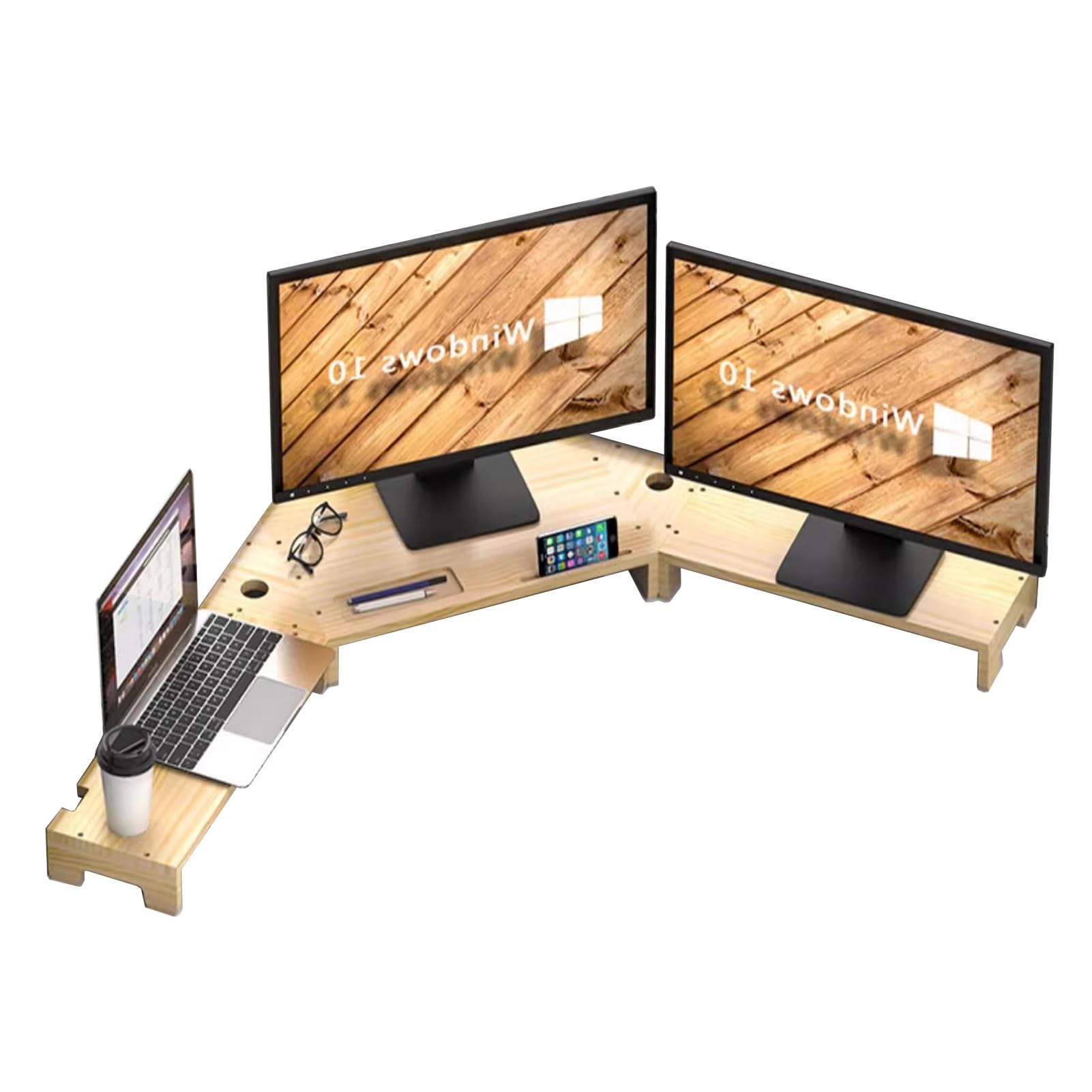 Amazon.co.jp: コーナーデスクモニタースタンド 3台のモニター用大型