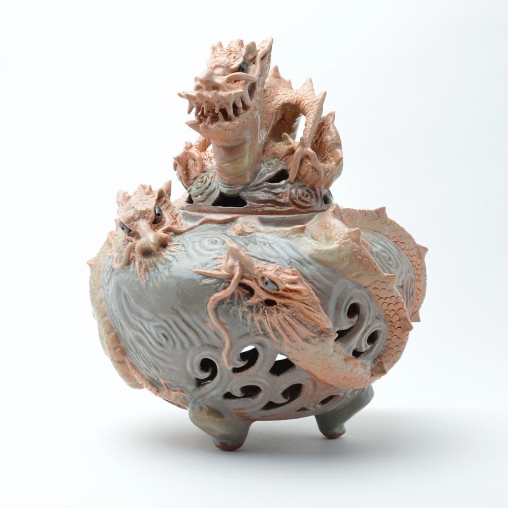 Amazon｜萩焼（はぎやき） 龍香炉 【古谷開真作】｜仏壇用香炉