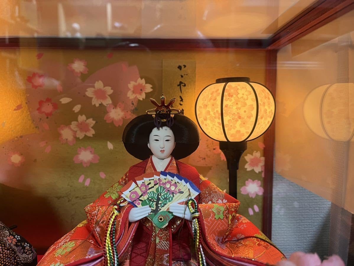 雛人形セット 平安春峰作 和風ランプガラスケース付き 雛人形セット