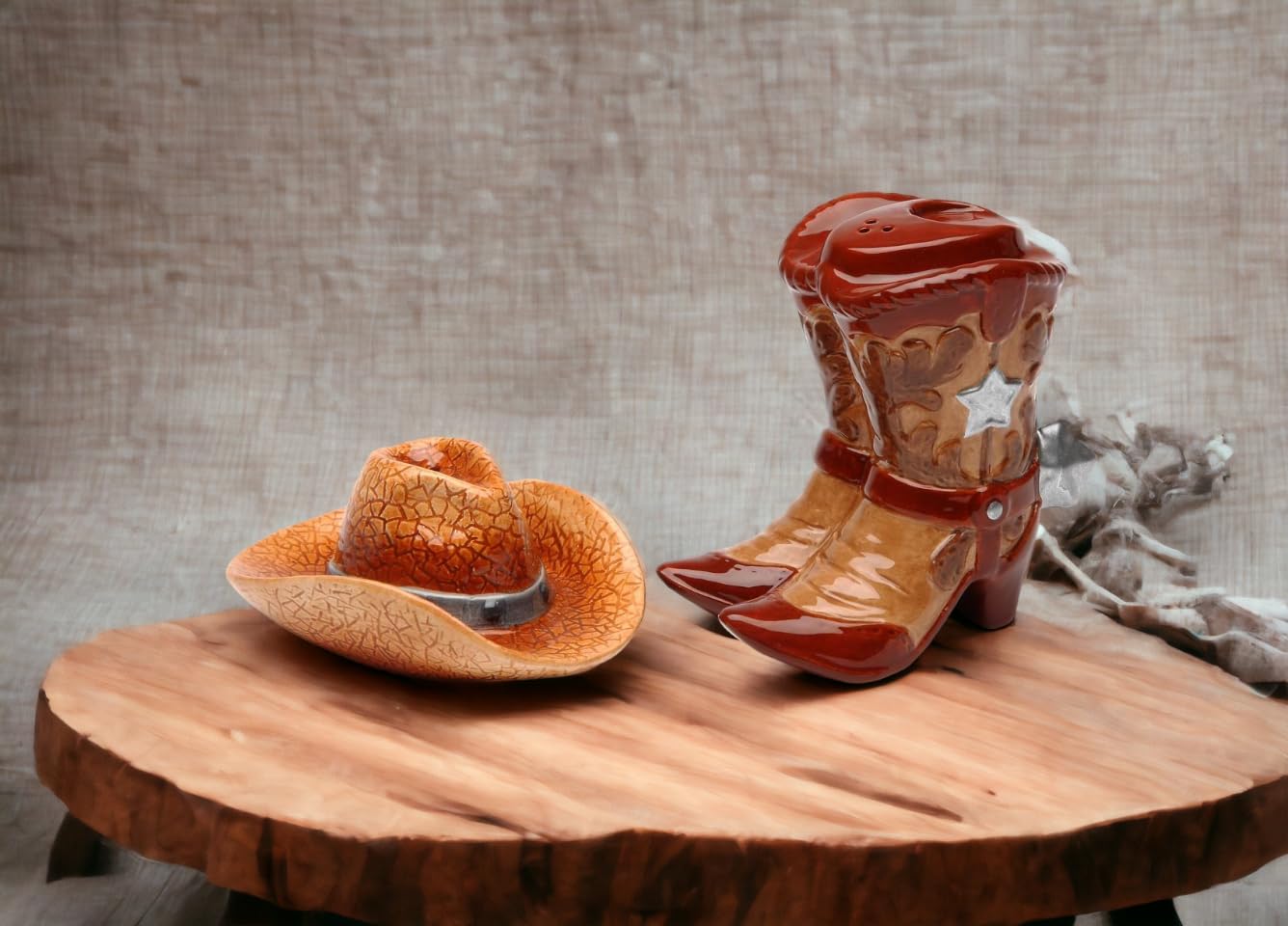 Amazon.com: Fine Ceramic Cowboys Boots with Spurs & Cowboys Hat