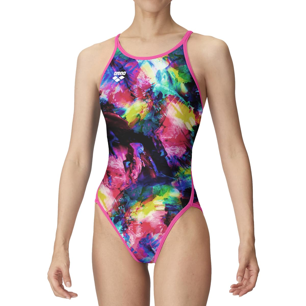 アシックス 競泳水着練習用 抵抗水着ハイレグ旧モデル 光沢ピンク