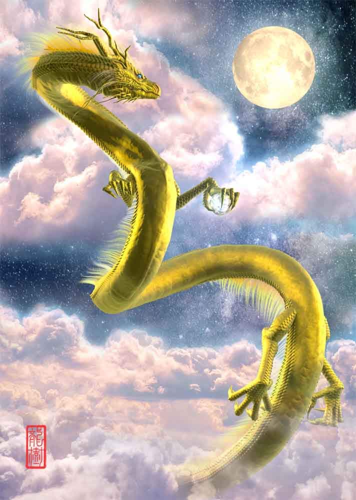 25×34㎝【勝利・金運】金龍様 2・開運画・原画・油彩画・額装