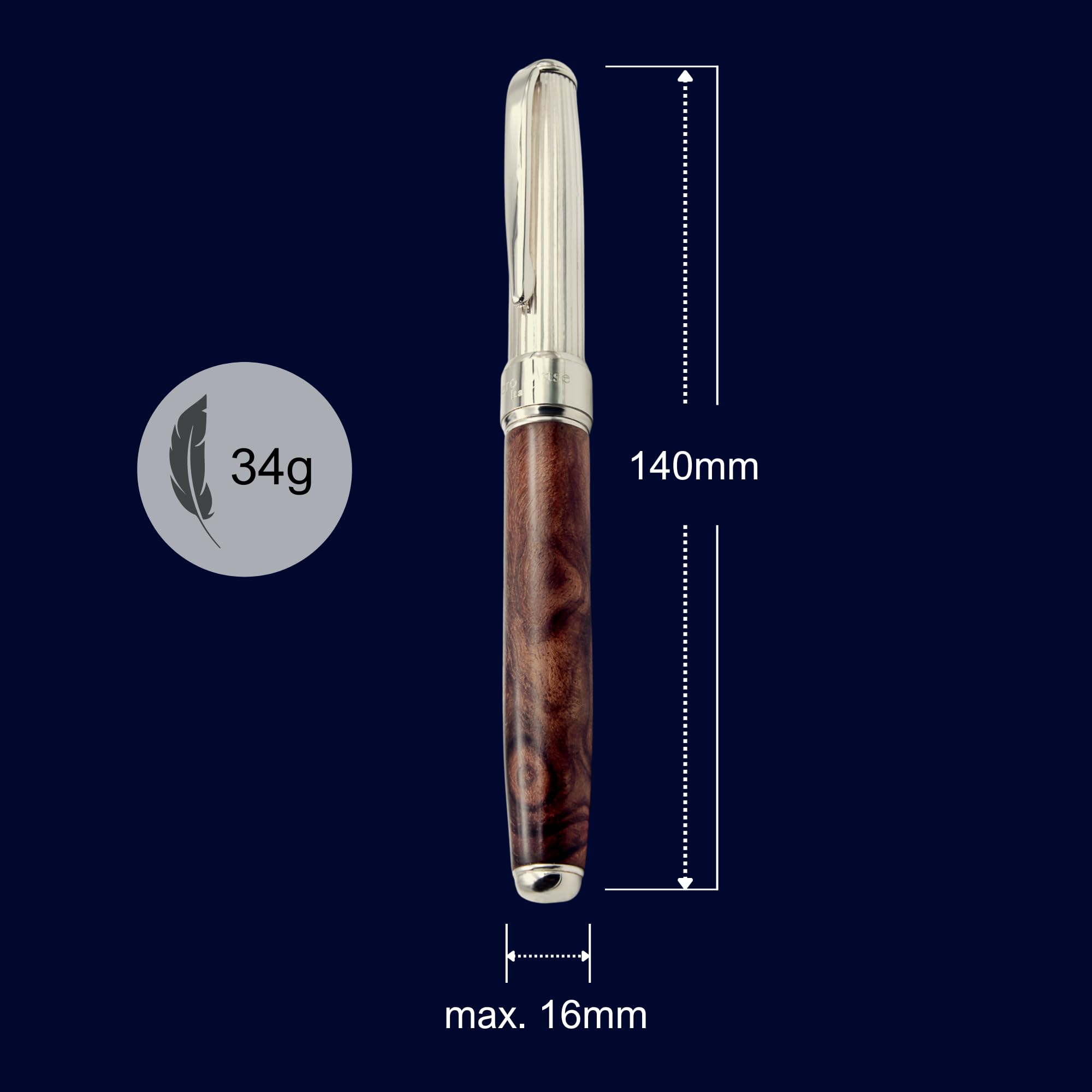 Amazon | イタリアウォールナット&シルバーFountainペンMade in Italy