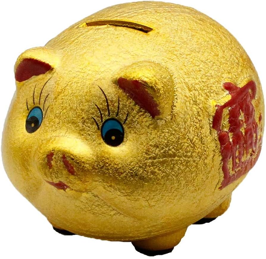 Amazon.co.jp: 金ピカ豚さん ぶた ブタ 豚 金色 陶器 金の豚 貯金箱 5