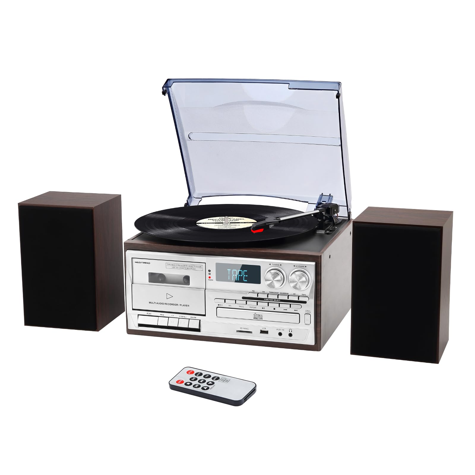 Amazon.com: MUSITREND 10 in 1 Record Player with External Speakers