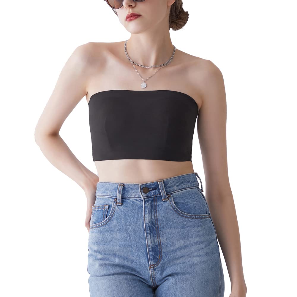 Amazon | チューブトップブラ パッド付 ホック付 ずれにくい