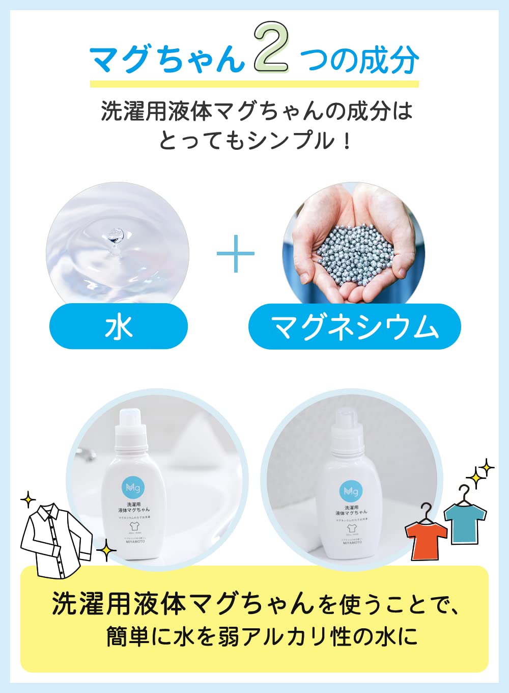 Amazon | 洗濯用液体マグちゃん 洗濯 液体洗剤 無香料 マグネシウム