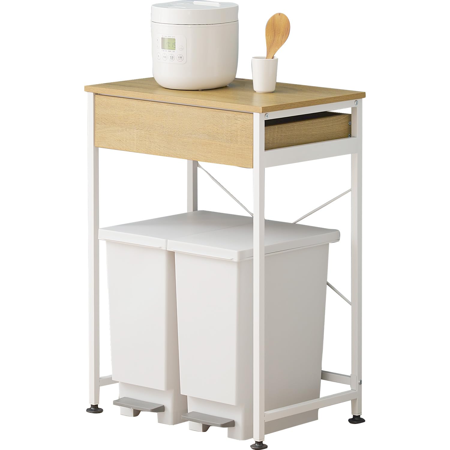 Amazon.co.jp: 萩原 レンジラック ゴミ箱上ラック 引き出し付 【耐荷重