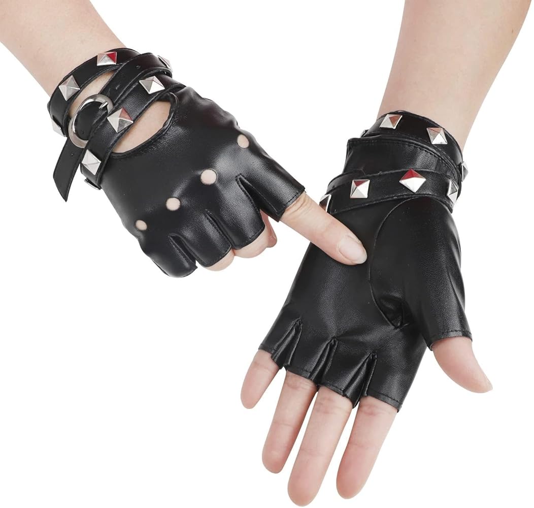 Amazon | [Xuptor] 指なし手袋 革 レディース グローブ スタッズ付き