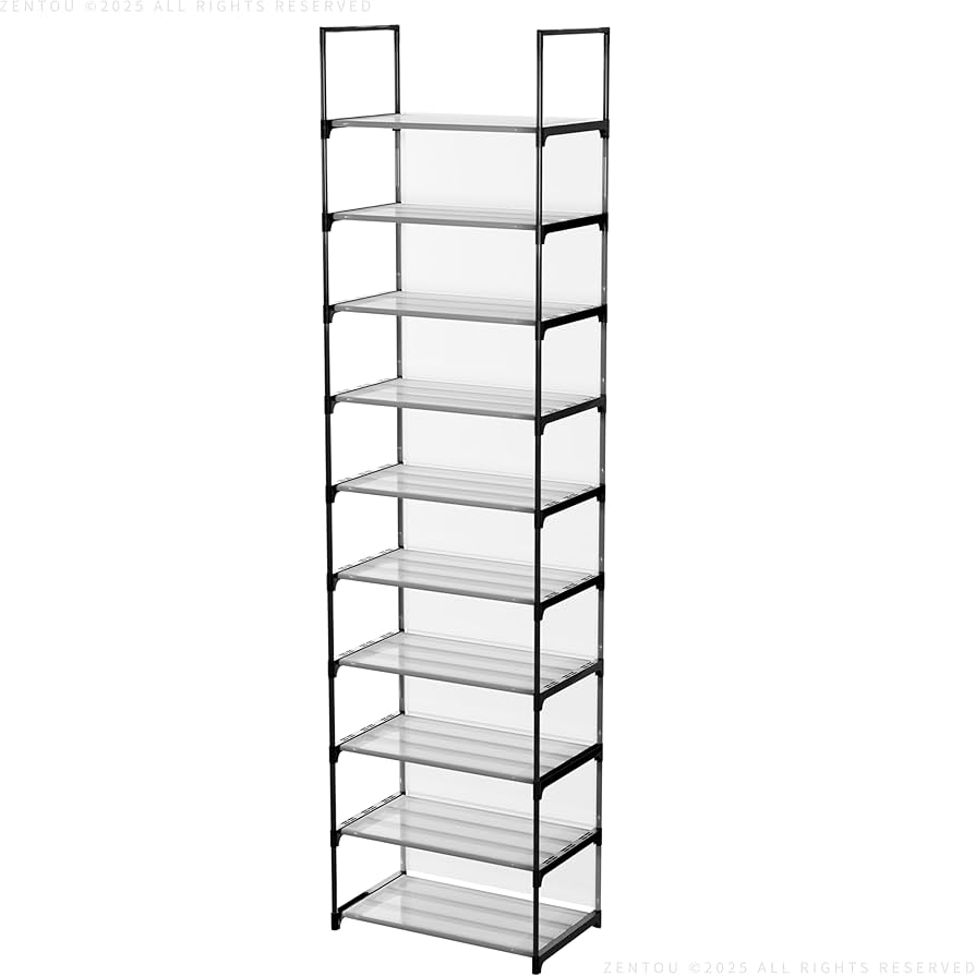 Amazon｜ZENTOU 10段 ブラック 【新型壁＆靴保護機能】 シューズラック