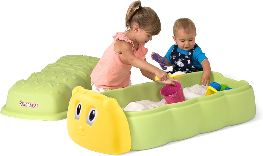 Amazon.com: Kids Plastic Sandbox with Lid for Outdoor Play and