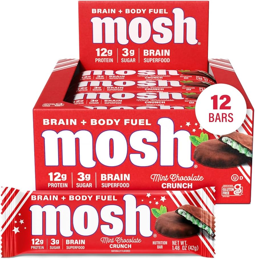 Amazon.com : MOSH Mint Chocolate Crunch Keto Protein Bars, High
