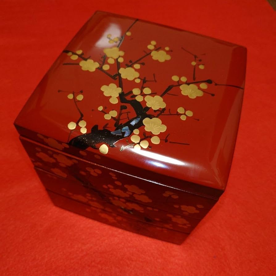 Amazon.co.jp: 会津漆器 三段重箱 お重 3段 金蒔絵 漆塗り 天然木 螺鈿
