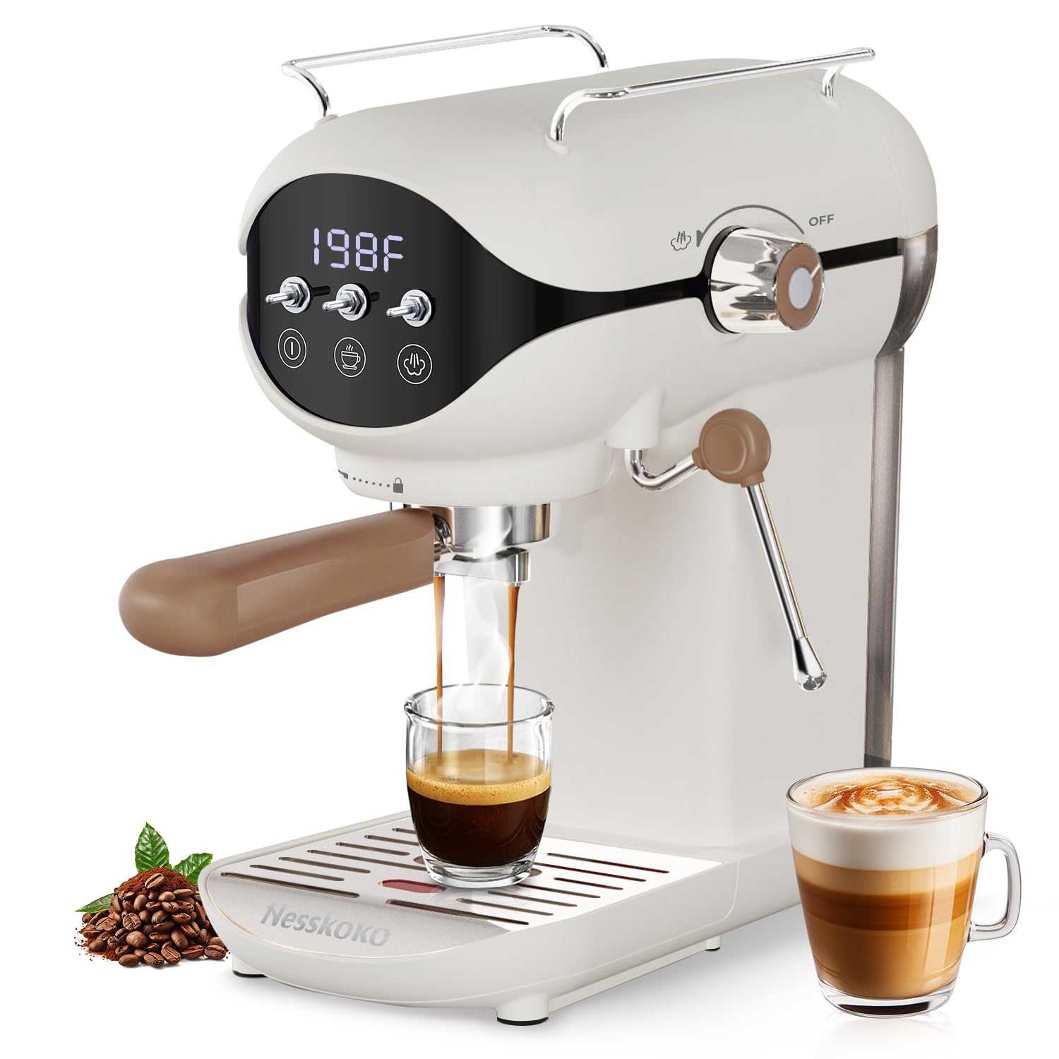 Amazon.com: Nesskoko Espresso Machine with Steam Milk Frother Semi