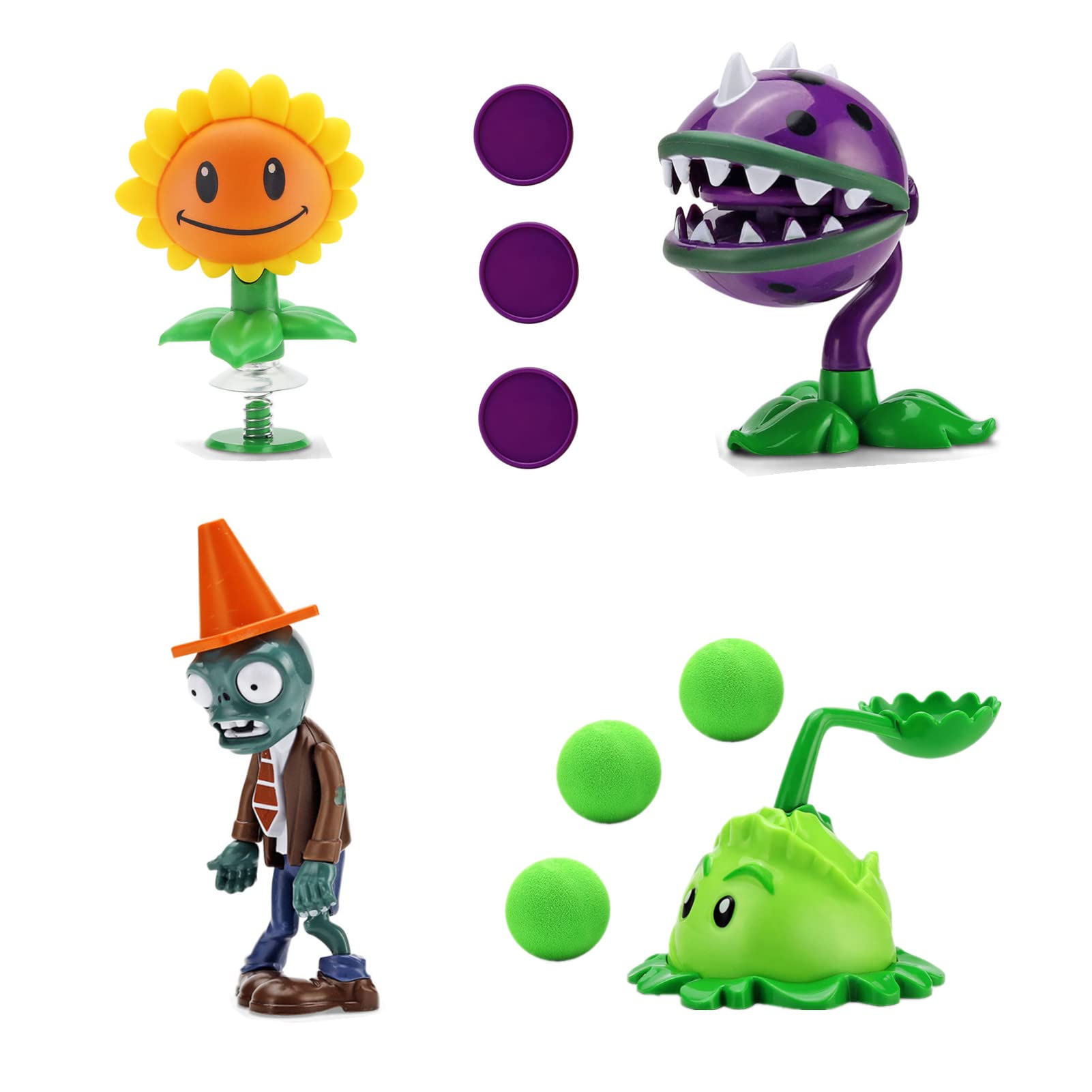 Amazon.com: JHESAO 4 PCS Plants and Zombies Toys Action Figures