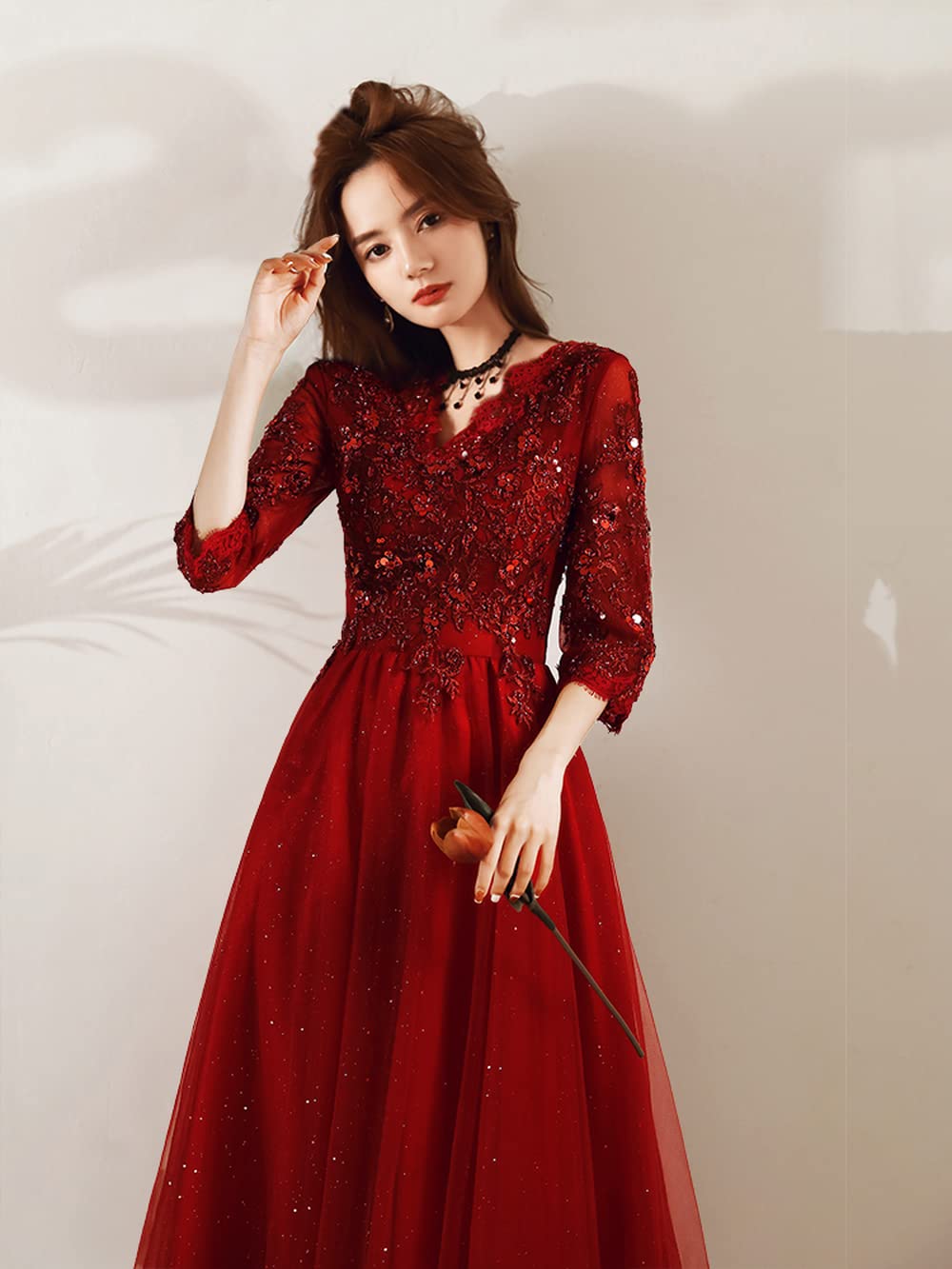 Amazon.co.jp: ドレス 大人 ピアノ 発表会 ワインレッド 妊婦