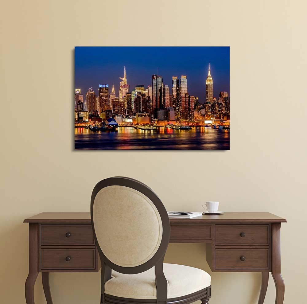 Amazon.co.jp: Potooart ニューヨークの夜街 ポスター キャンバス絵画